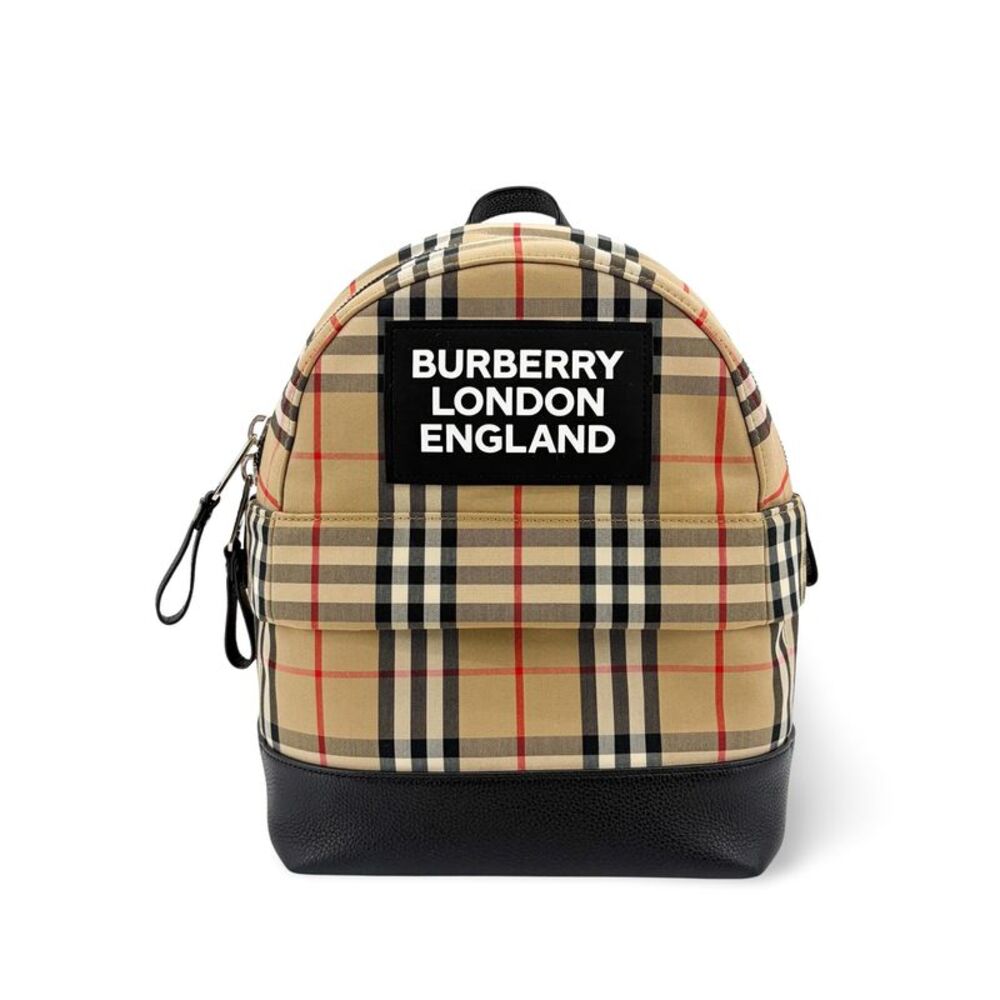 Burberry Vintage Check Leather Medium Backpack Archive Beige Black